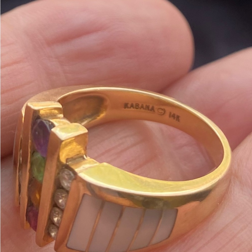 Exquisite diamond mother of pearl ring - Picture 5 of 5